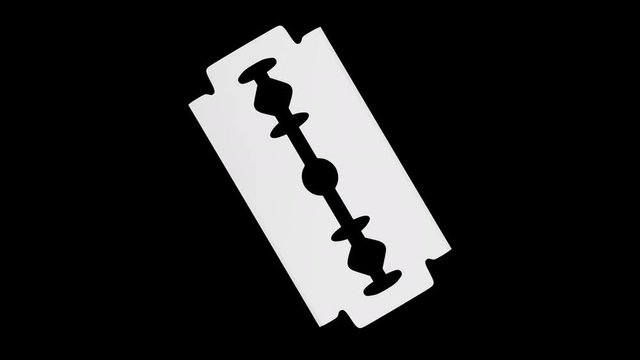 Razorblade Spinning on Black with Alpha Matte