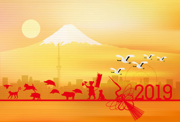 亥　富士山　年賀状　背景