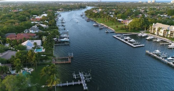 Aerial Footage of the Intracoastal Waterway in Juno Beach, Florida