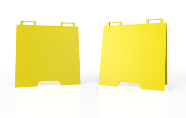 Crezon or PVC A-frame sandwich boards for design mock up and presentation. white blank 3d render illustration