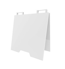 Crezon or PVC A-frame sandwich boards for design mock up and presentation. white blank 3d render illustration