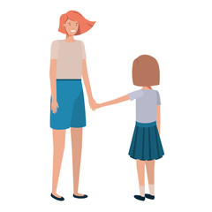 mother and daughter standing avatar character