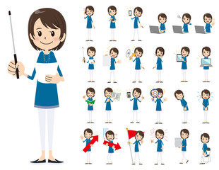 female charactor set. Presenting in various action.