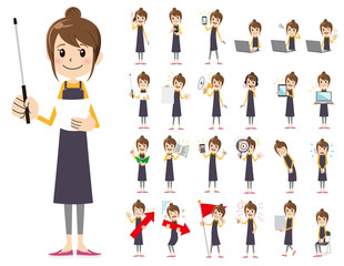 female charactor set. Presenting in various action.