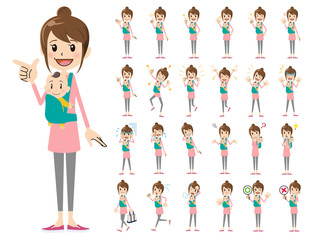 female charactor set. Various poses and emotions.