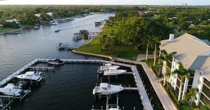 Aerial Footage of the Intracoastal Waterway in Juno Beach, Florida