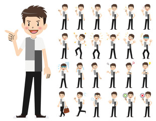 male charactor set. Various poses and emotions.