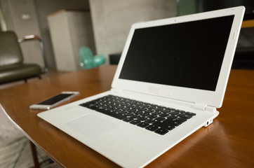 Fototapeta premium laptop on desk