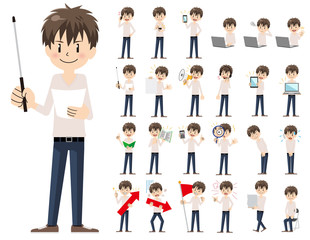 male charactor set. Presenting in various action.