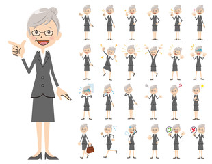 Business women charactor set. Various poses and emotions.