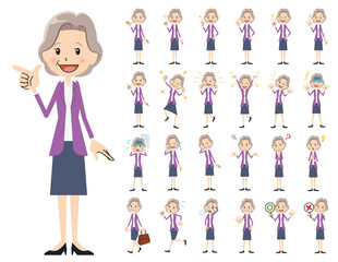 Business women charactor set. Various poses and emotions.