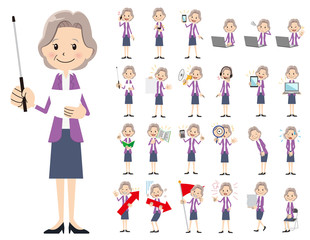 Business women charactor set. Presenting in various action.