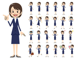 Business women charactor set. Various poses and emotions.