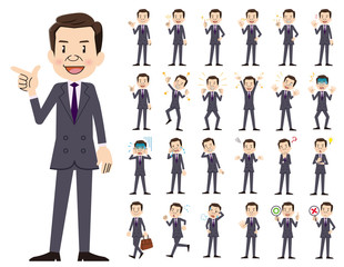 Businessman charactor set. Various poses and emotions.