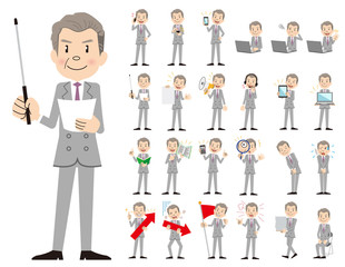 Businessman charactor set. Presenting in various action.
