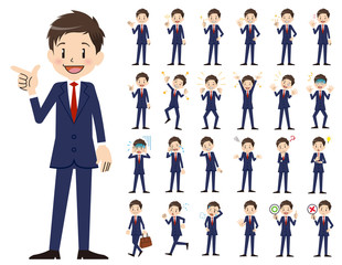 Businessman charactor set. Various poses and emotions.