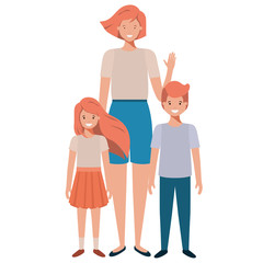 Fototapeta premium mom with her children avatar character