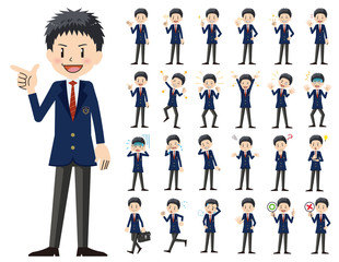 Schoolboy charactor set. Various poses and emotions.