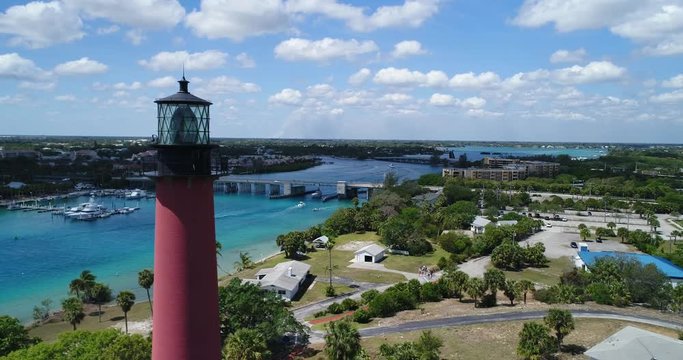 Aerial Footage of the Lighthouse in Juno Beach, Florida