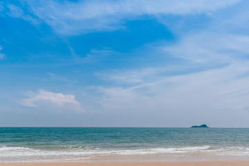 Landscape of green ocean of tropical beach.