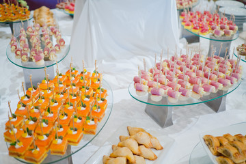 catering food, dessert and sweet, mini canapes, snacks and appetizers, food for the event, sweetmeat