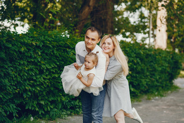 family in a summer park