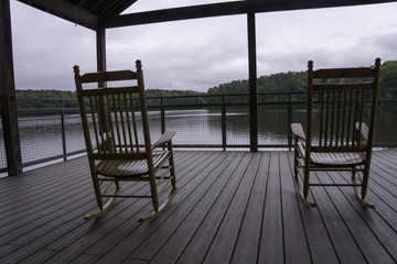 Rocking Chairs at Lake Johnson in Raleigh, North Carolina