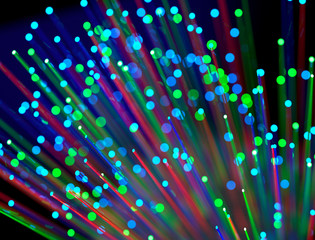 abstract photo of optical fibres with multi colours , 3d render