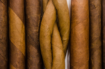 Traditional handmade cigars of tobacco leafs