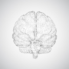 3D vector cyber brain. neural network mega-data processing, template interface design on a white background.