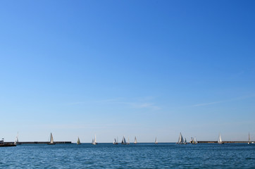 Sailing boats on the sea