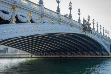 Paris, France - 10 13 2018: Details of the Alexander III bridge from below