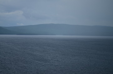 rainfall, storm, downpour   on the lake