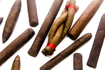 Traditional handmade cigars of tobacco leafs