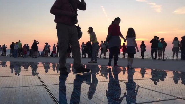 Time Lapse of Sunset in Zadar Croatia. Place called greeting to the sun.
