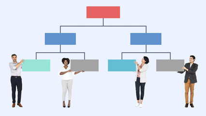 Business people with an organizational chart