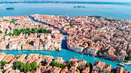 Poster Aerial drone view of Venice city Grand Canal, island cityscape and Venetian lagoon from above, Italy   © Iuliia Sokolovska