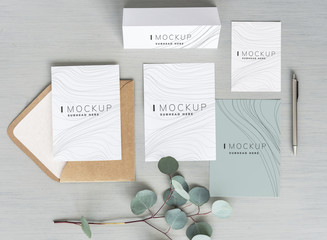 Wave texture business stationery design mockups