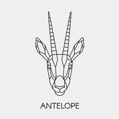 Geometric antelope. Polygonal linear animal head. Vector illustration.