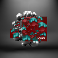Molecule. 3D concept illustration. Vector template.