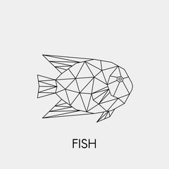 Geometric fish. Polygonal linear abstract sea animal. Vector illustration.