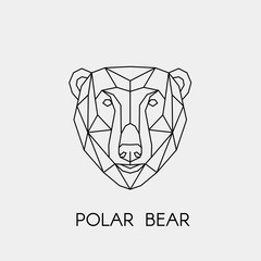 Geometric polar bear. Polygonal linear animal head. Vector illustration.