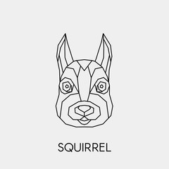 Geometric squirrel. Polygonal linear animal head. Vector illustration.