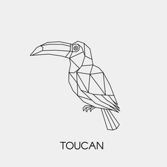 Geometric toucan. Polygonal linear abstract tropical bird. Vector illustration