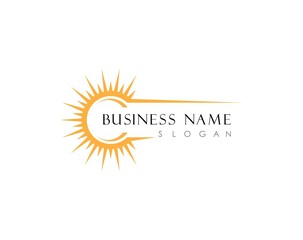 sun Logo Icon Vector Template.Sun over horizon
