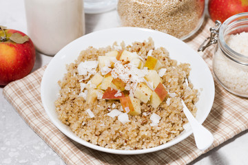 healthy breakfast quinoa with apple and coconut
