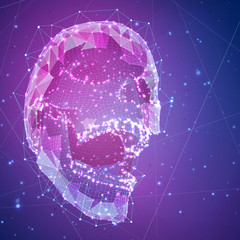 human skull. vector concept. triangulator, 3d volumetric.