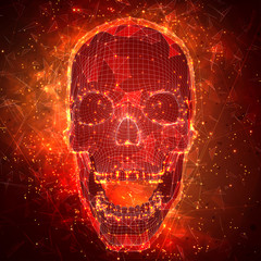 human skull. vector concept. triangulator, 3d volumetric.