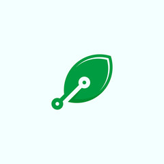 green leaf technology logo design vector illustration