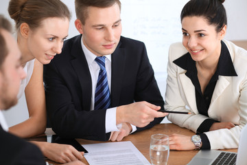 Business people at  meeting in office background. Successful negotiation of business team or lawyers